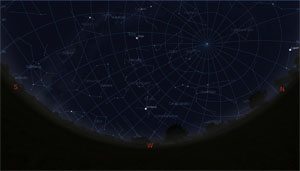 Sternenhimmel im August - Blick Richtung Westen Sternenhimmel im August - Blick Richtung Westen