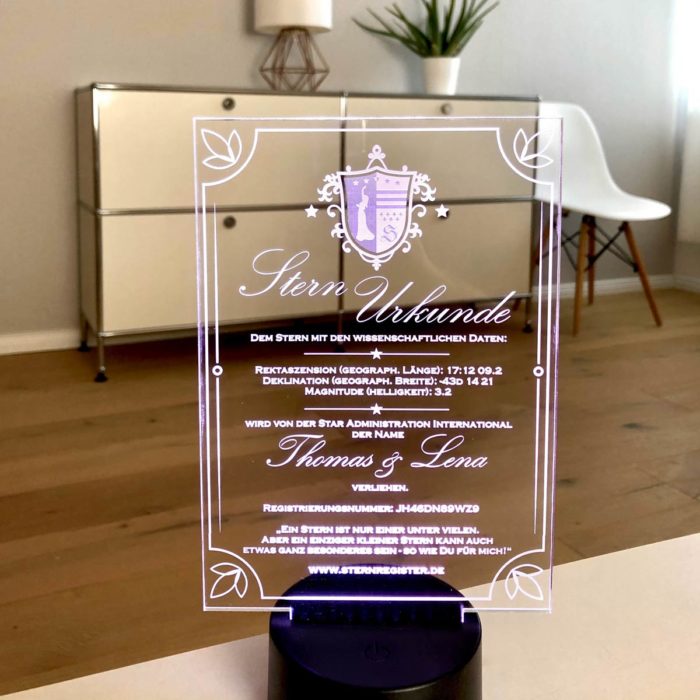 LED Acrylglas Sternurkunde – Bild 2