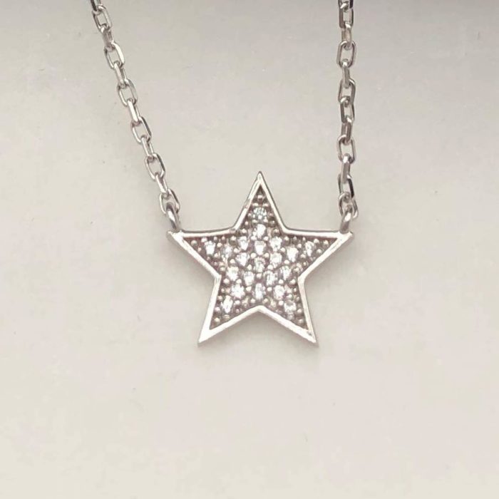 Stern Collier Kette Silber mit 18 Zirkonia – Bild 4