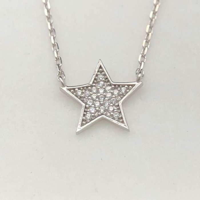 Stern Collier Kette Silber mit 18 Zirkonia – Bild 3