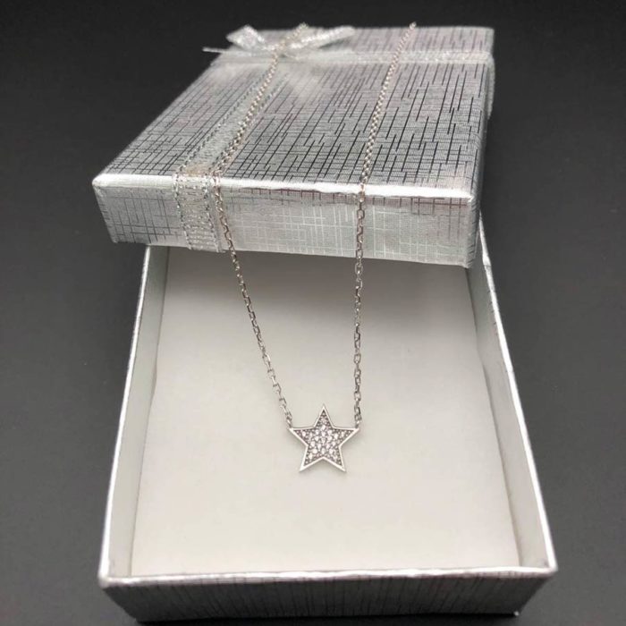 Stern Collier Kette Silber mit 18 Zirkonia – Bild 2